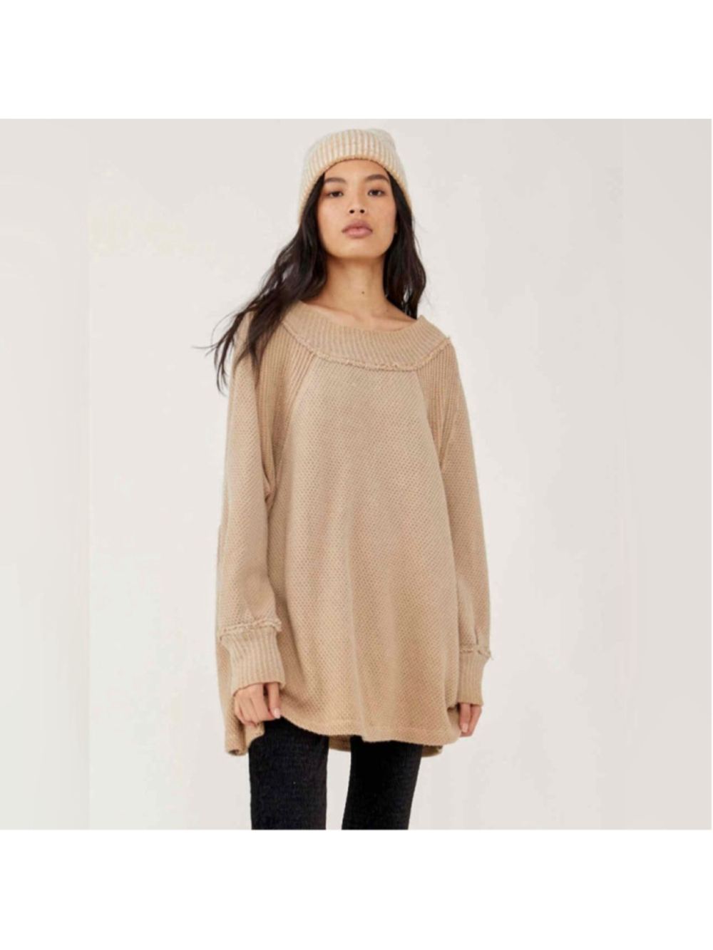 We the Free Free People "She's a
Keeper" Tunic beige long sleeve top waffle sz S